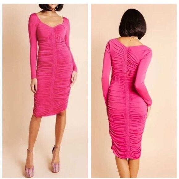 Rachel Parcell Dresses & Skirts - Rachel Parcell Ruched Midi Dress in Pink Yarrow XS